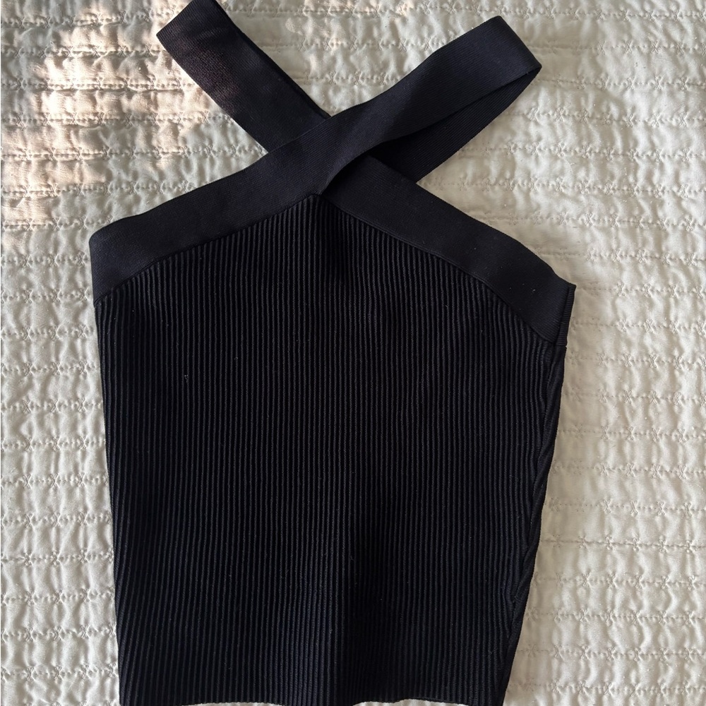 Babaton Black Ribbed Tank Top